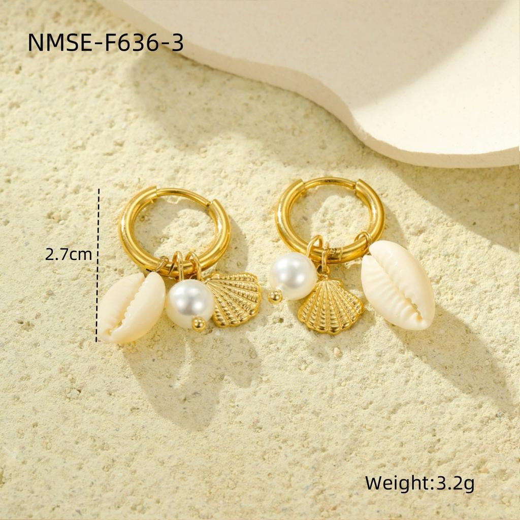 Summer Ocean 18K Gold Plated Starfish Jewelry Waterproof Stainless Steel Drop Earrings Natural Stone Minimalist Women Earrings