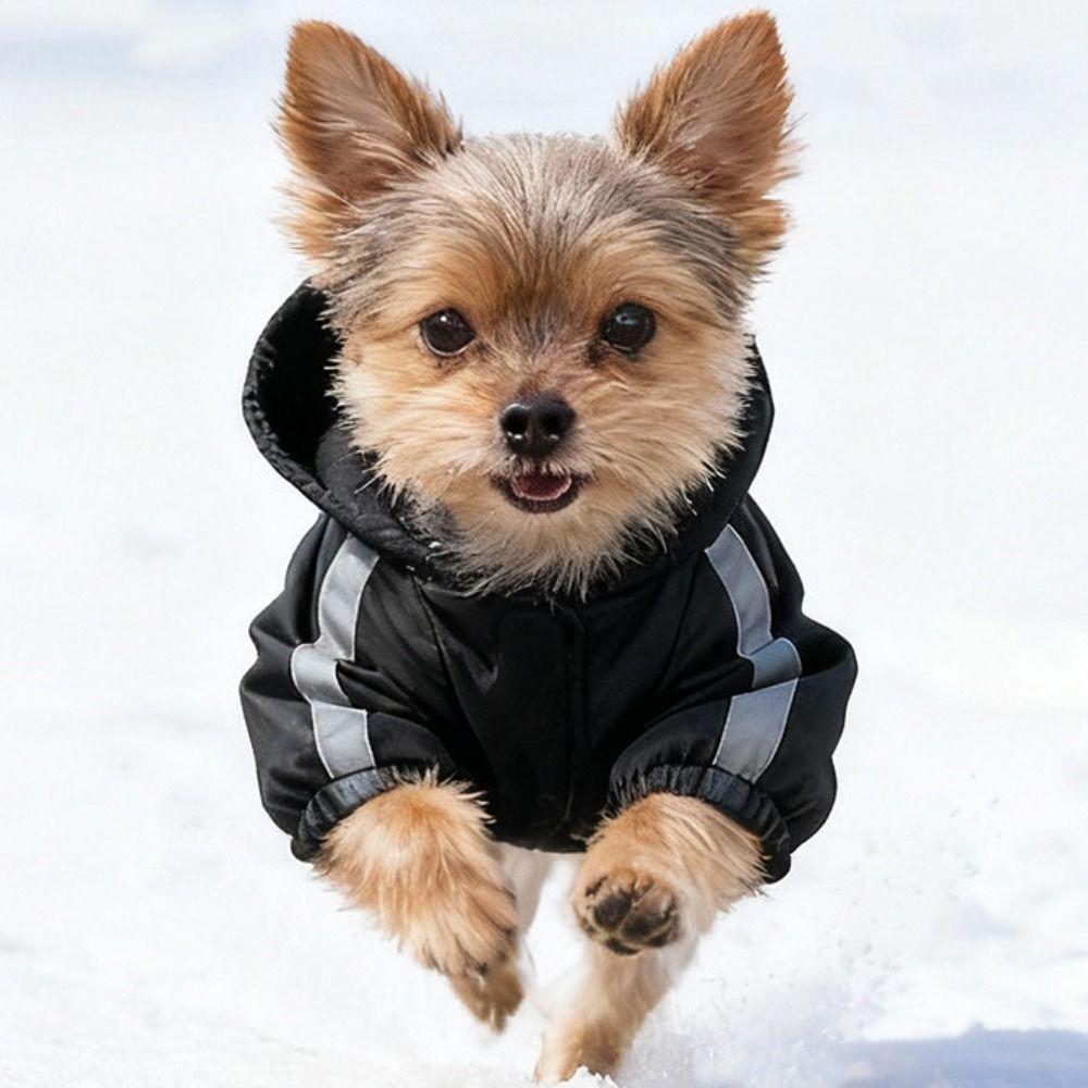 Fashion Windproof Fleece Dog Clothes Waterproof Warm Winter Pet Apparel Thicken Reflective Dog Hooded Coat for Dogs