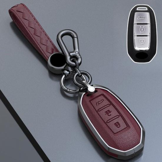 Zinc Alloy Leather Car Remote Key Fob Case Cover For Infiniti QX50 QX60 2018-21