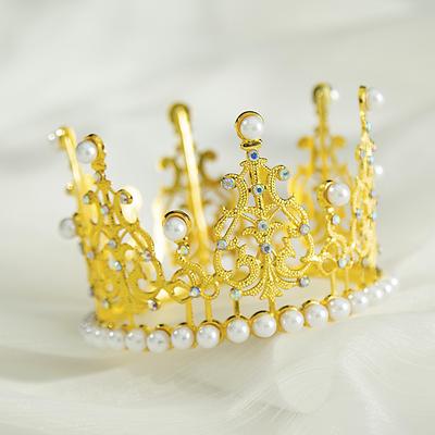 Baroque Crown Queen Round Crown Children Adult Tiara Bridal Ornaments Birthday Cake Decoration