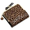 Pisoraro PR241 LEOPARD BROWN Leather Leopard Print Mini Wallet with Brown Women's Clasp,