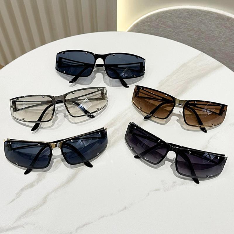 Damskie Modne Okulary Przeciwsłoneczne z Wycięciami Retro Y2K Steampunk Luksusowe Przezroczyste Soczewki Modne Odcienie do Stylu Ulicznego