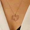 1Pc Golden‑Tone Hollow Heart Rose Flower Pendant Necklace Vintage Floral Delicate Adjustable Chain Fashion Jewelry for Women