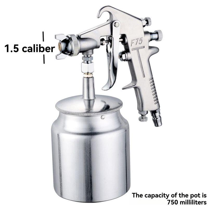 ABWR-F-75S HVLP Gravity Siphon Air Spray Gun With Regulator, Bottom Feed Paint Sprayer 44-73 PSI, 600Cc Cup Capacity