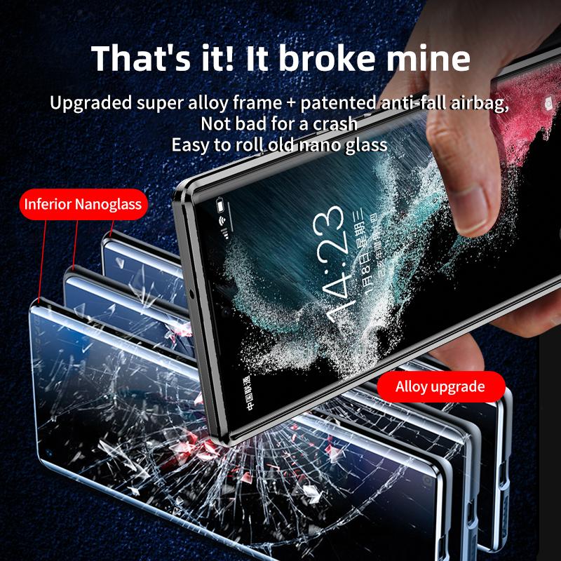 For Samsung Galaxy S22 S23 S24 S25 Ultra Plus Case Frosted Magnetic Metal Material S24Ultra S25Ultra Protective Ultra-thin Cover
