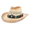 Westlicher Cowboyhut für Herren Hohl Breiter Rand Damen Reiten Cowgirl Strohhüte Sommer Sonnenhut