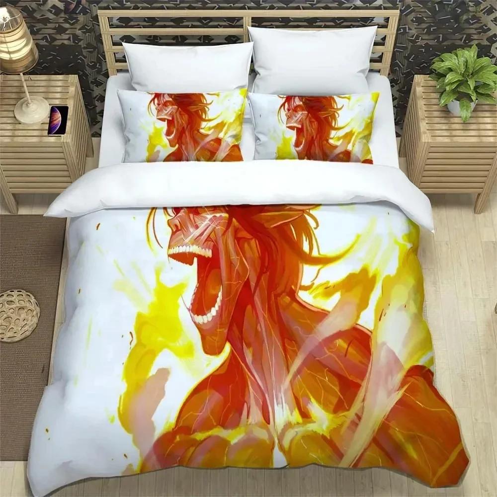 Attack On Titan Printed Polyester Bedding Bedding Set Quilt Cover Pillowcase Soft and Comfortable Customizable