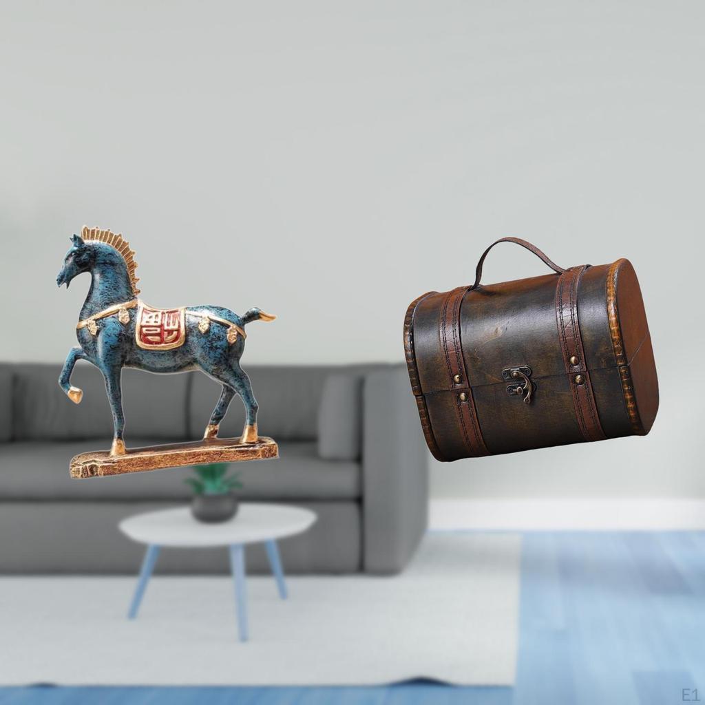 Standing Horse Sculpture Wooden Jewelry Box Organizer Vintage Decorative Storage Chest Figurine