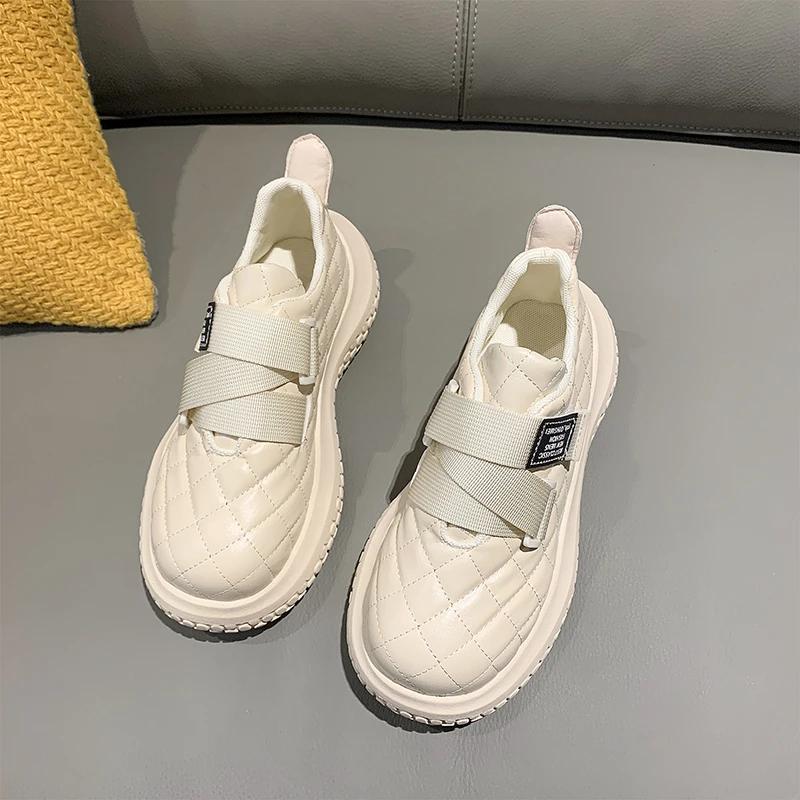 

модные туфли-лодочки для женщин с круглым носком, симпатичные туфли на плоской подошве, кроссовки весна-осень, модные туфли на платформе и каблуках Zapatos De Mujer 40 слоновая кость