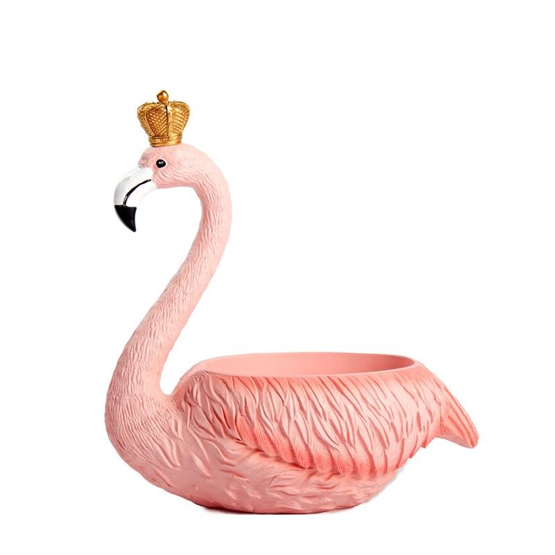 1Pcs Kreative Harz Handwerk Veranda Hause Lagerung Ornamente Flamingo Dekoration Lagerung Box