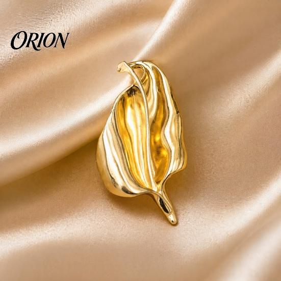 Everyday Wear Brooch Irregular Leaf Alloy Pin, Silver Golden Plated Leaves Durable Jewelry Lapel Clothing Accessory for Women Men Decoration Pin