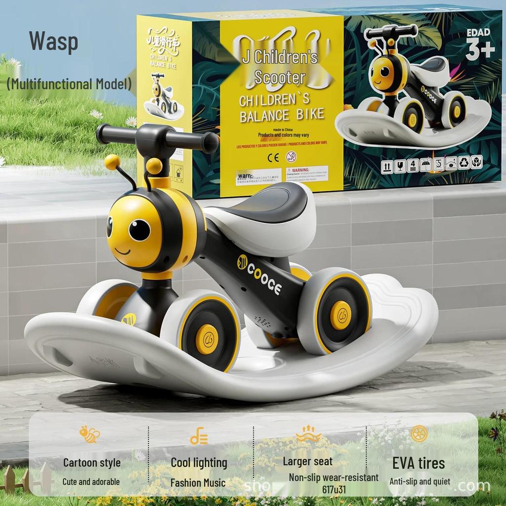 Children's 4-Wheel Balance Bike & Walker for Ages 1-6: Anti-Rollover Toddler Ride-On Toy