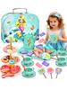 Girls Afternoon Tea Set , Mermaid Princess Afternoon Tea Toy, Tea Party Dress Up Toys, Simulated Dessert Cake Portable Gift Box