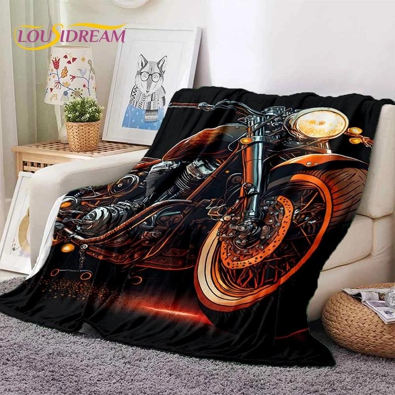 Motocross Modern Retro Motorcycle Soft Flannel Blanket for Bed Bedroom Sofa Picnic,Throw Blanket for Cover Outdoors Leisure Gift