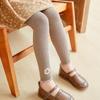 Girls' Fleece Lined Cable Knit Button Flower Tights - Nine-Point Length for Spring, Autumn, and Winter Wear