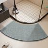 Bathroom Water Absorbent Mat Arc Shaped Non Slip Rug Imitation Linen Weave For Toilet Shower Room Doorway Floor Mat