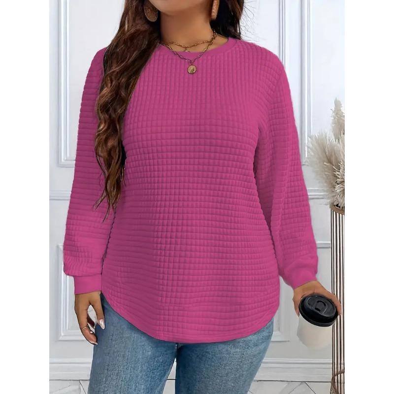 

Плюс Размер Женский Осенний Новый Повседневный Свободный Клетчатый Топ розы красного