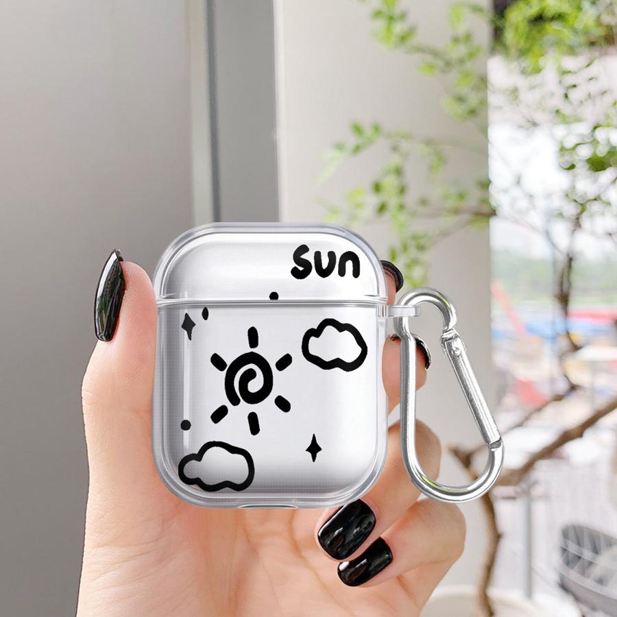 Clear Earphone Cases Cover Case For Airpods 2 4 Pro3 Pro 3 Pro2 1 Cartoon Moon Sun