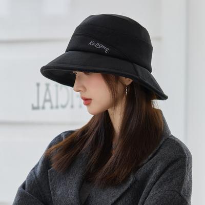 Autumn and Winter Hat Women's Large Brim Shows Face Small Bucket Hat Fashion Versatile Senior Sense Basin Hat Bucket Hat