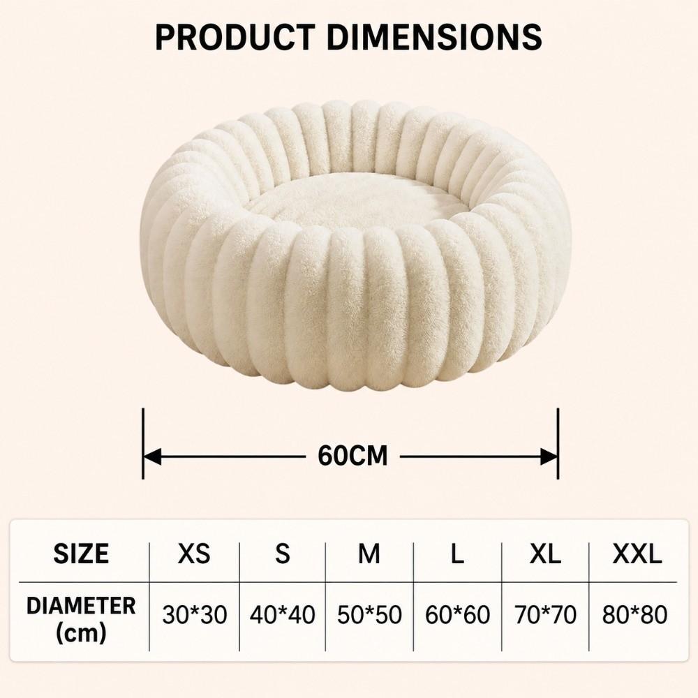 Ultra Soft Round Pet Bed Plush Material Large Dog Bed Cozy Cat Sofa Bed  For Dog Cats