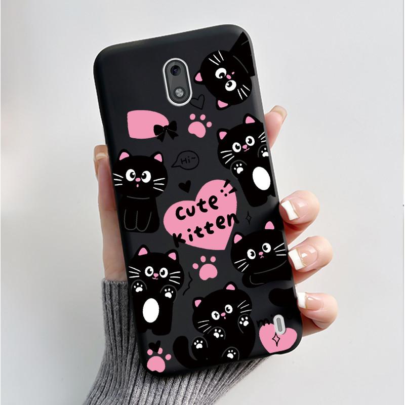 Printing Pattern Case For Nokia 2 / Nokia 2.2 / Nokia 2.1 Fundas Soft Silicone Black Shell Cover Cute Flower Cartoon Casing Capa