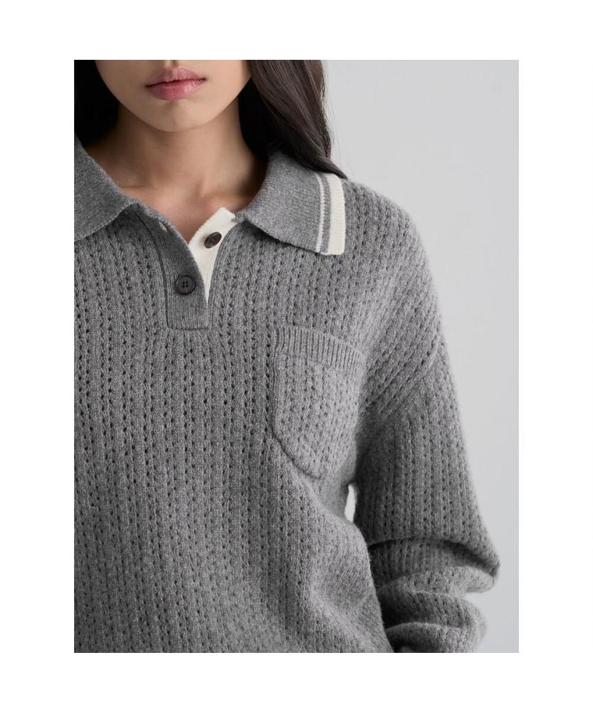 8SECONDS Color Block Collar Pullover Ash