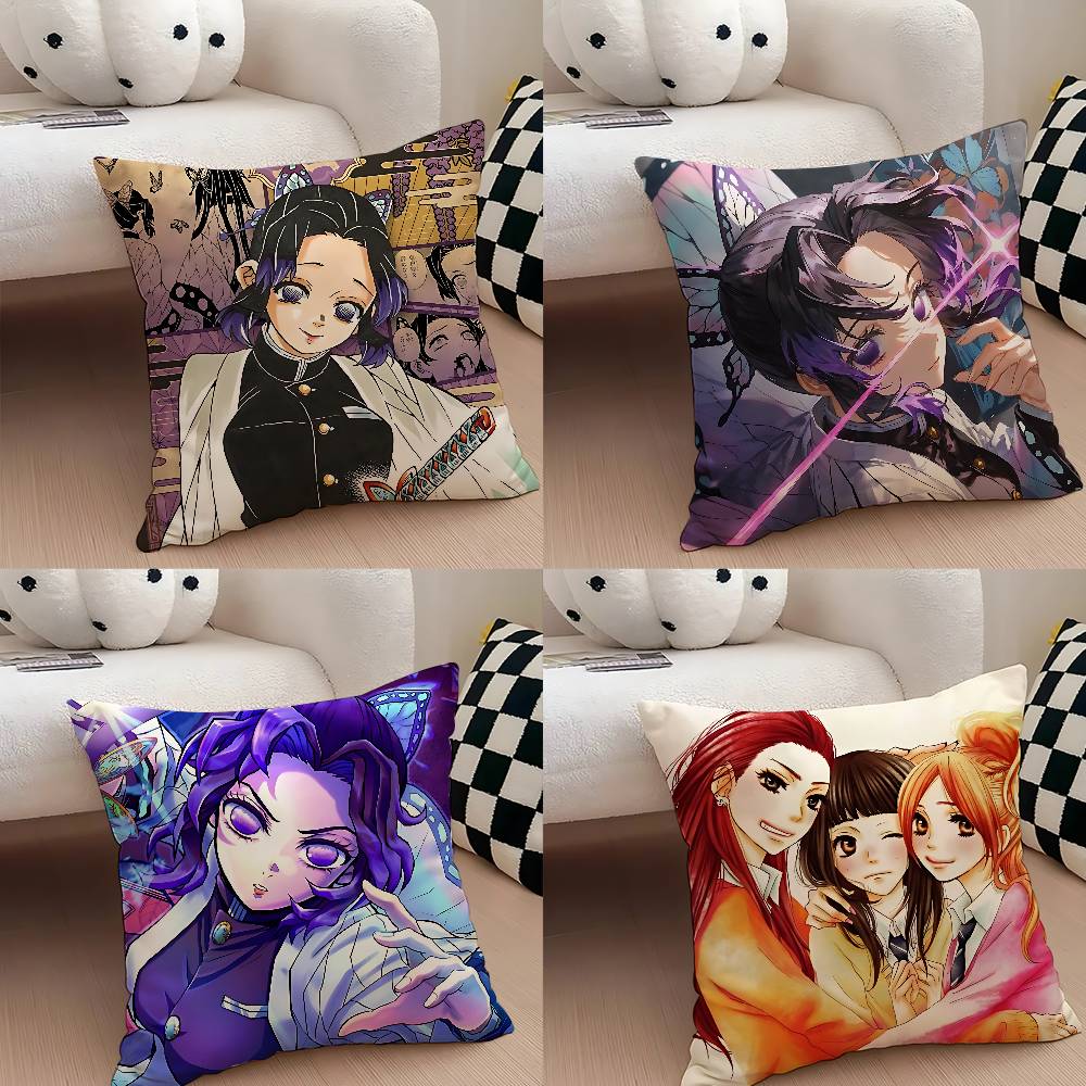 Kochou Shinobu Pillow Case Throw Pillow Cover Nordic Vintage Style Cushion Covers Home Living Room Sofa Couch Seat