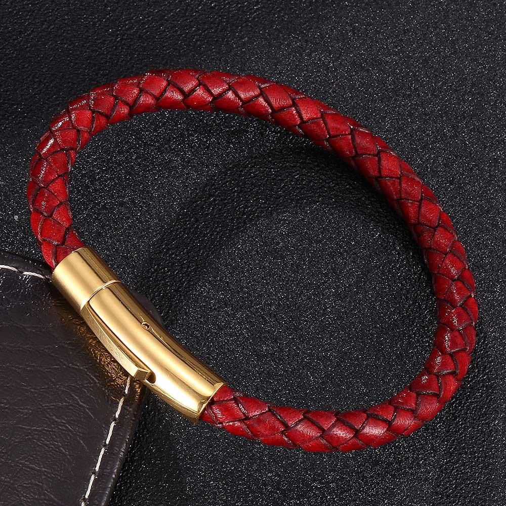 6mm Echtes Leder Geflochtenes Armband mit Magnetverschluss Edelstahl Handgefertigt Vintage Minimalistisch Zirkon Geschenk für Männer Frauen