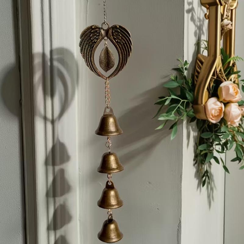 Heart Shape Wing Durability Wind Bells Featuring Clear Bells and Easyly Hanging Chain for Balcony Patios Use