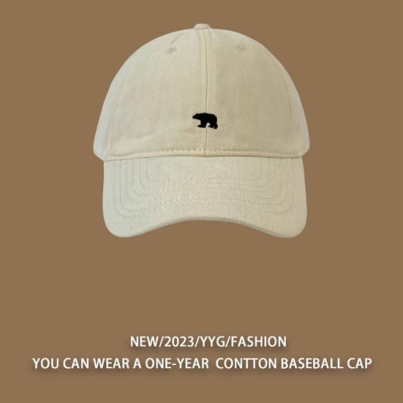 Arctic Bear Embroidered Cotton Baseball Cap With Adjustable Fit For Casual Wear