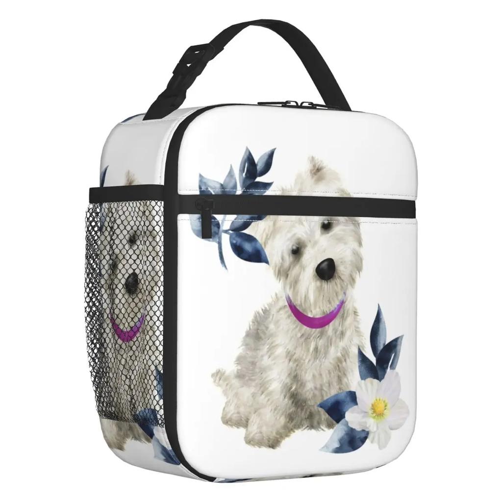 Life Lemons Westie Dog Portable Lunch Boxes Leakproof West Highland White Terrier Cooler Thermal Food Insulated Lunch Bag Kids