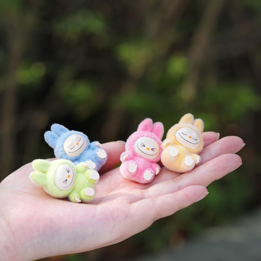4Pcs Labubu Plush Toy Kawaii White Labubu Stuffed Plushies Toys for Pillow Children Key Chain Accessories Doll Toys 4cm