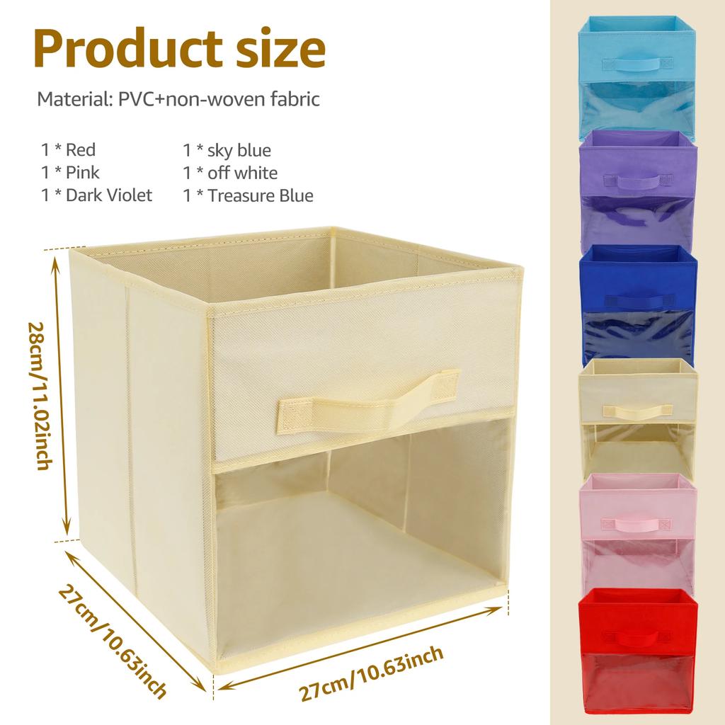 6Pcs Non-Woven Fabric Storage Box Foldable Fabric Cube Storage Bins Large Capacity Closet Clothes Shoes Storage Containers