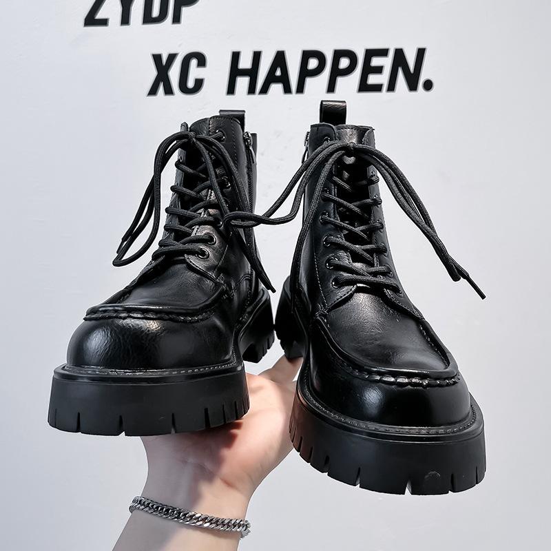 2024 autumn new fashion thick heel Martin boots men's short knight boots temperament ins trendy British style 86689-A