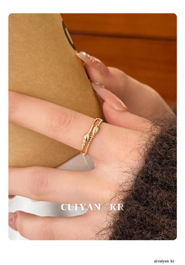 S925 Sterling Silver Korean Double Layer Fish Design Open Ring for Women - Trendy and Unique Silver Jewelry