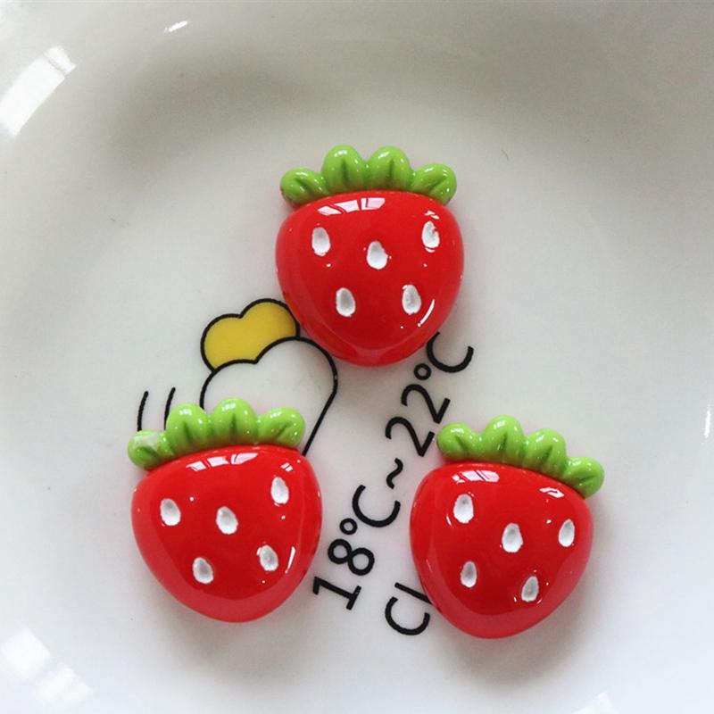 10Pcs New Cute Resin  Mini Cartoon Strawberry Cherry Grape Series Flat Back Parts Embellishments For Hair Bows Accessories