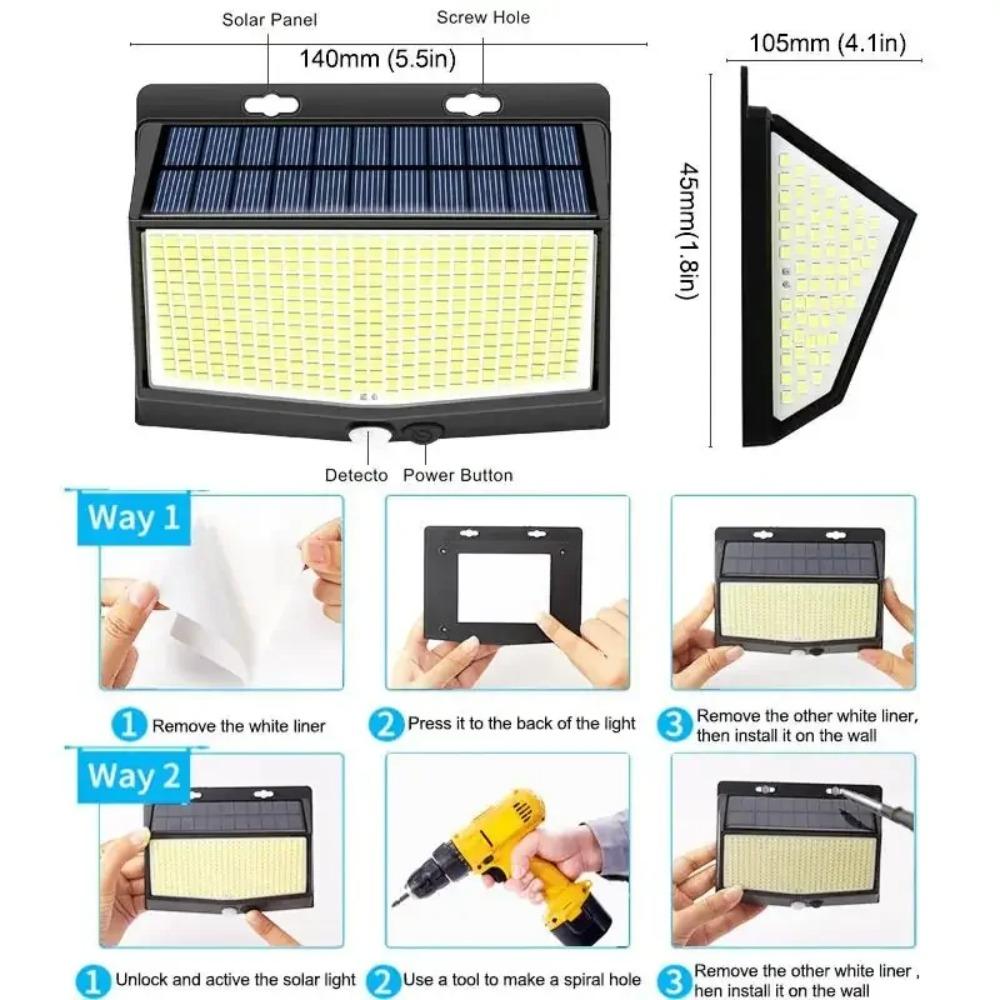248 LED Outdoor Solar Power Lights Motion Sensor 3 Modes Waterproof Security Flood Lights for Pathway Garden Garage Lamp