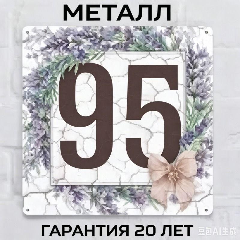 Metallhausnummernschild im Landhausstil Lavendel 20x20cm