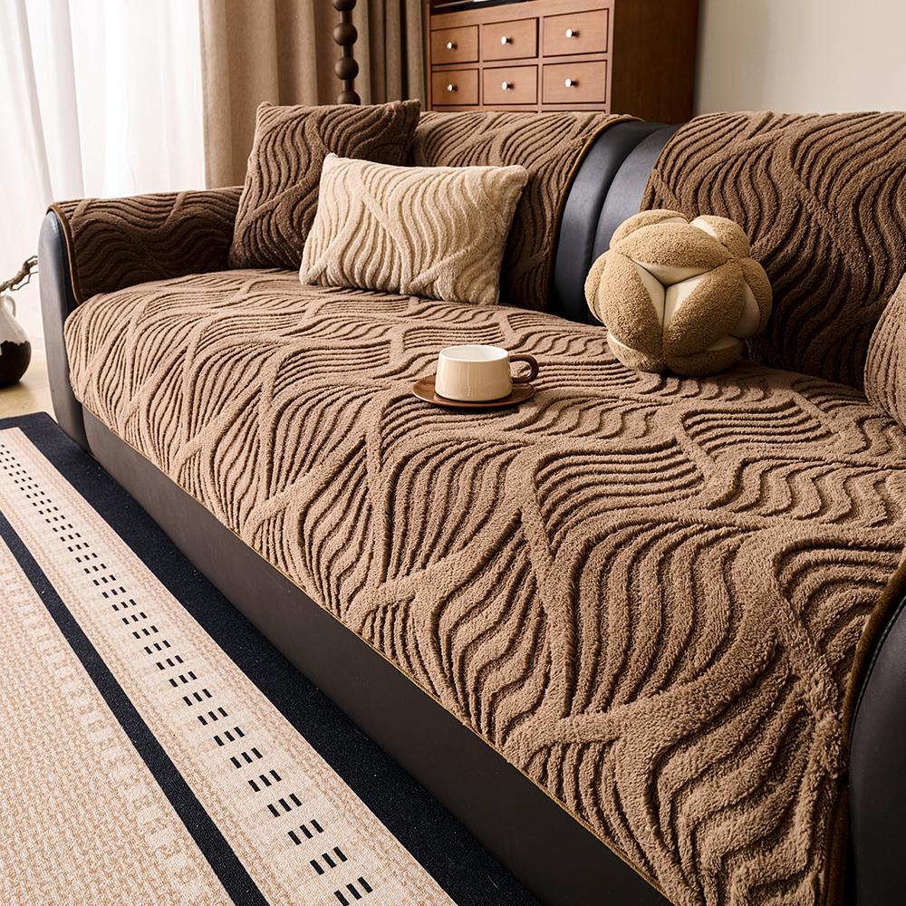 

Winter Sofa Cushion with Water Ripple Design 4 Colors Anti-Slip Home Protection Soft Cozy Living Room Decorative Seat Pad 45x45cm pillow case кавовий