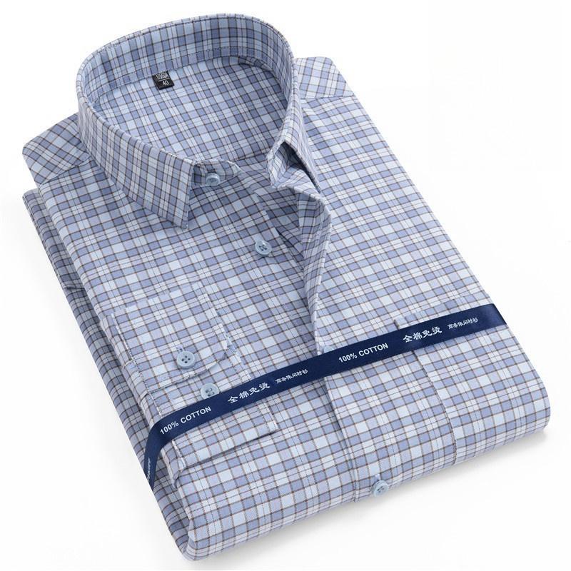 

Men S Shirt Long Sleeved Spring Autumn Oxford 100%Cotton Shirts Comfortable Breathable Business Casual Stripe Solid Color S-8Xl 38 Asian size S