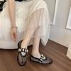 Fashion Hollow Fishnet Ballet Shoes Women's New Summer Flat Slip-on Metal Buckle One Strap Soft Sole Single Mesh Shoes