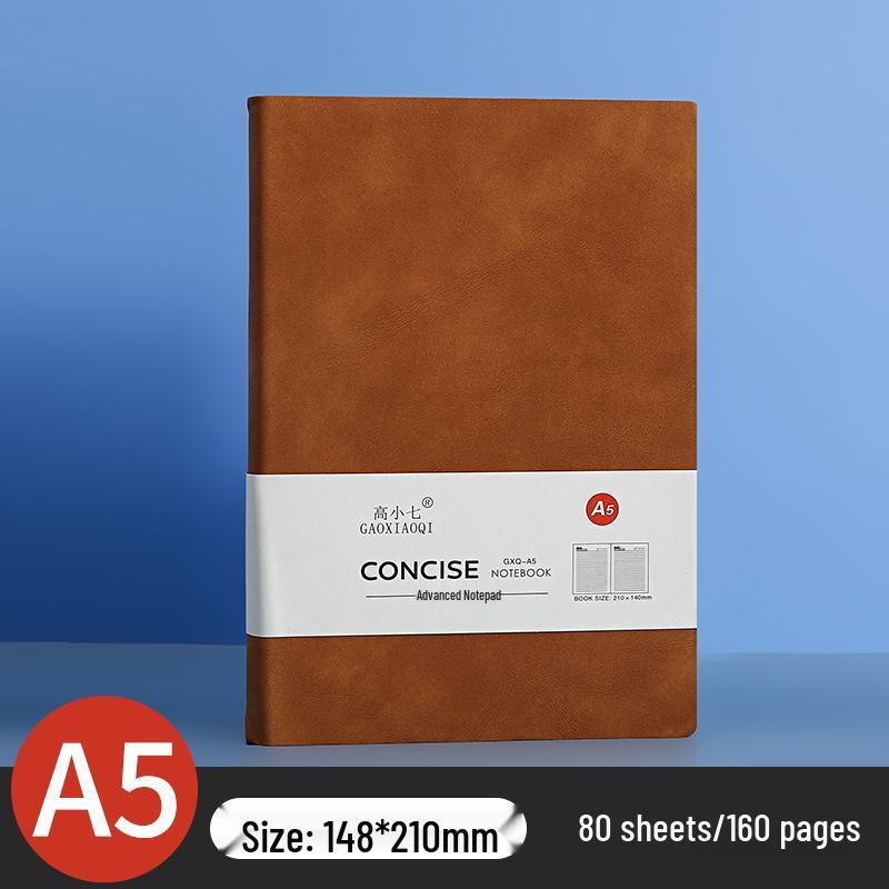 

Винтажный кожаный толстый бизнес-журнал - Компактный и прочный A6, 80 Sheets коричневый