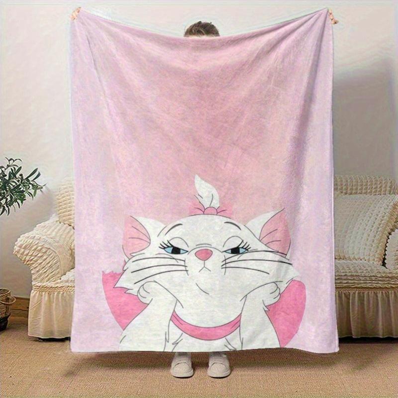 1 pezzo Disney Aristogatti Gatto Marie Fiocco Rosa Coperta Plaid in Flanella Perfetta per Decorazione Casa, Copridivano, Viaggio
