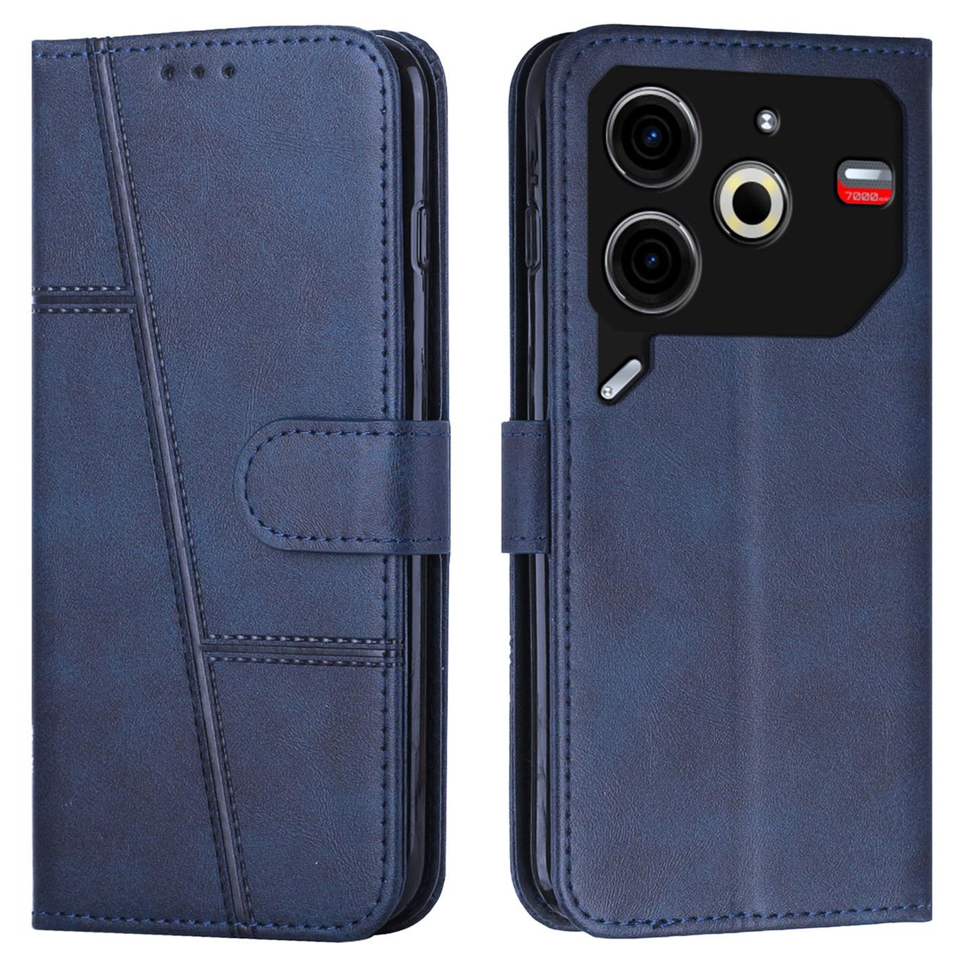 

Для чехла TECNO Pova 6 Neo Магнитная застежка Подставка Кожаный чехол для телефона Декор линиями Sapphire