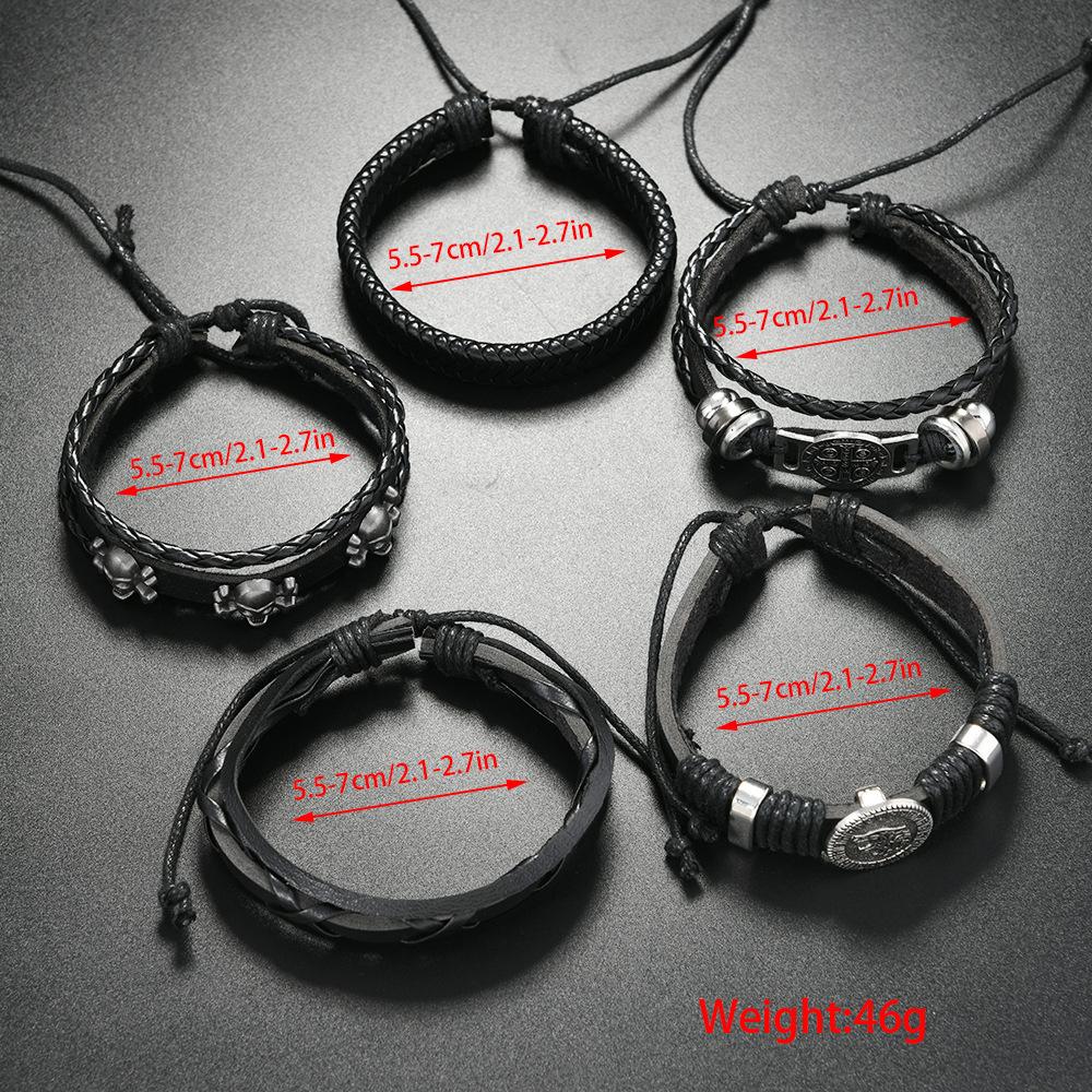 Cross-border New Punk Style Cross and Skull Bracelet, Men's Fashion Imitation Leather Wolf Head Accessories