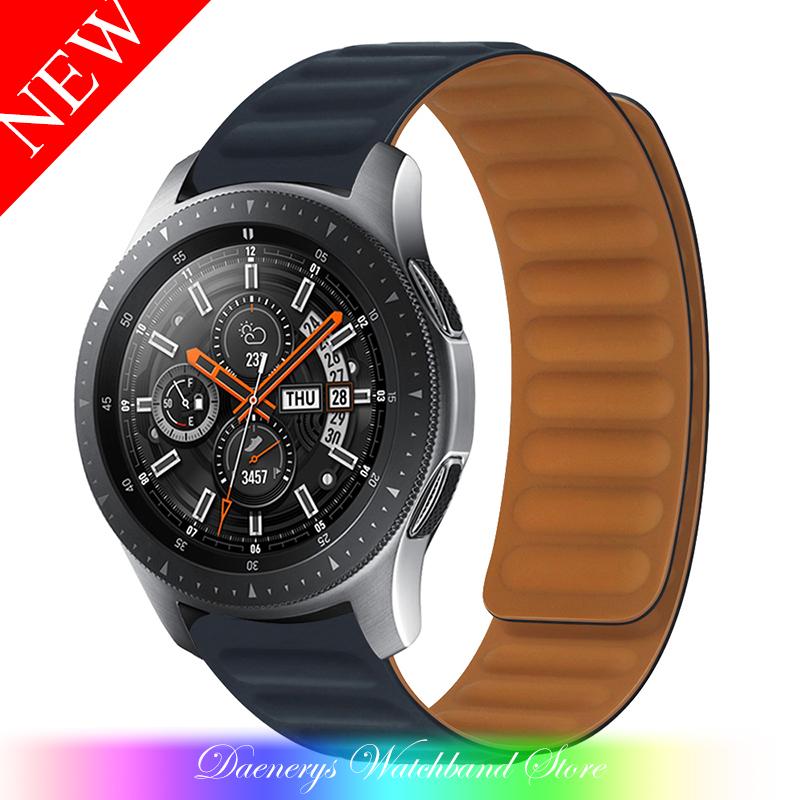 

Магнитный силиконовый ремешок 20 мм 22 мм для Samsung Galaxy Watch 3 4 5 Pro 6/Gear S3/Active 2 Sport Huawei Watch GT 2e Amazfit Bip GTR Band 20mm темно серый