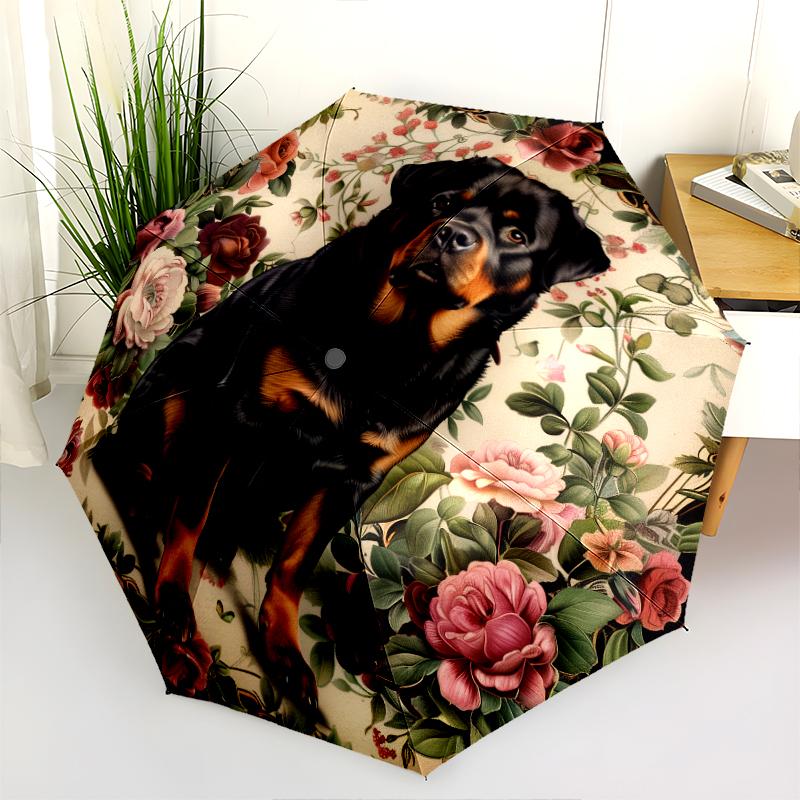 Dog pattern, automatic folding umbrella, portable and foldable design, 8 ribs, a Christmas or birthday gift.