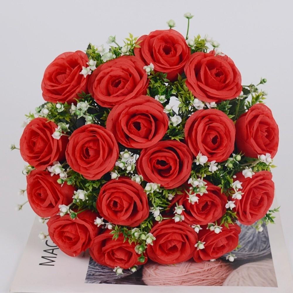 Bride Bouquet Artificial Rose Bouquet DIY Craft Decorative Artificial Rose Wedding Decorations