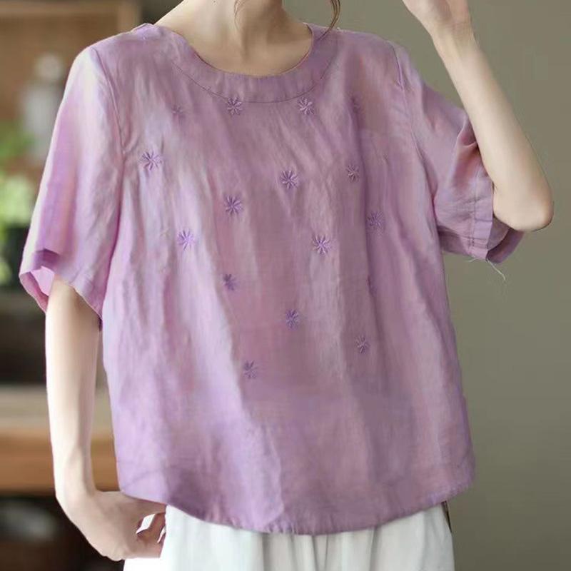 T-shirt for Women Summer Large Size Cotton T-shirt Soft Loose Printed Casual Comfortable Pullover T-shirt Top