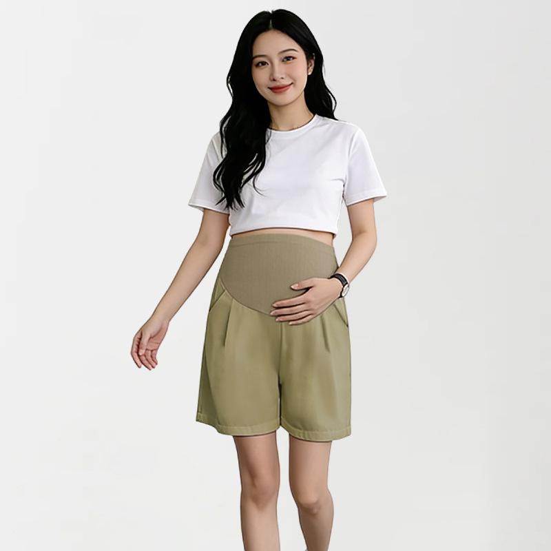 Seamless Maternity High Waist Tummy Support Shorts - Breathable, Slimming, Comfortable, Versatile L (110-130 lbs) хаки